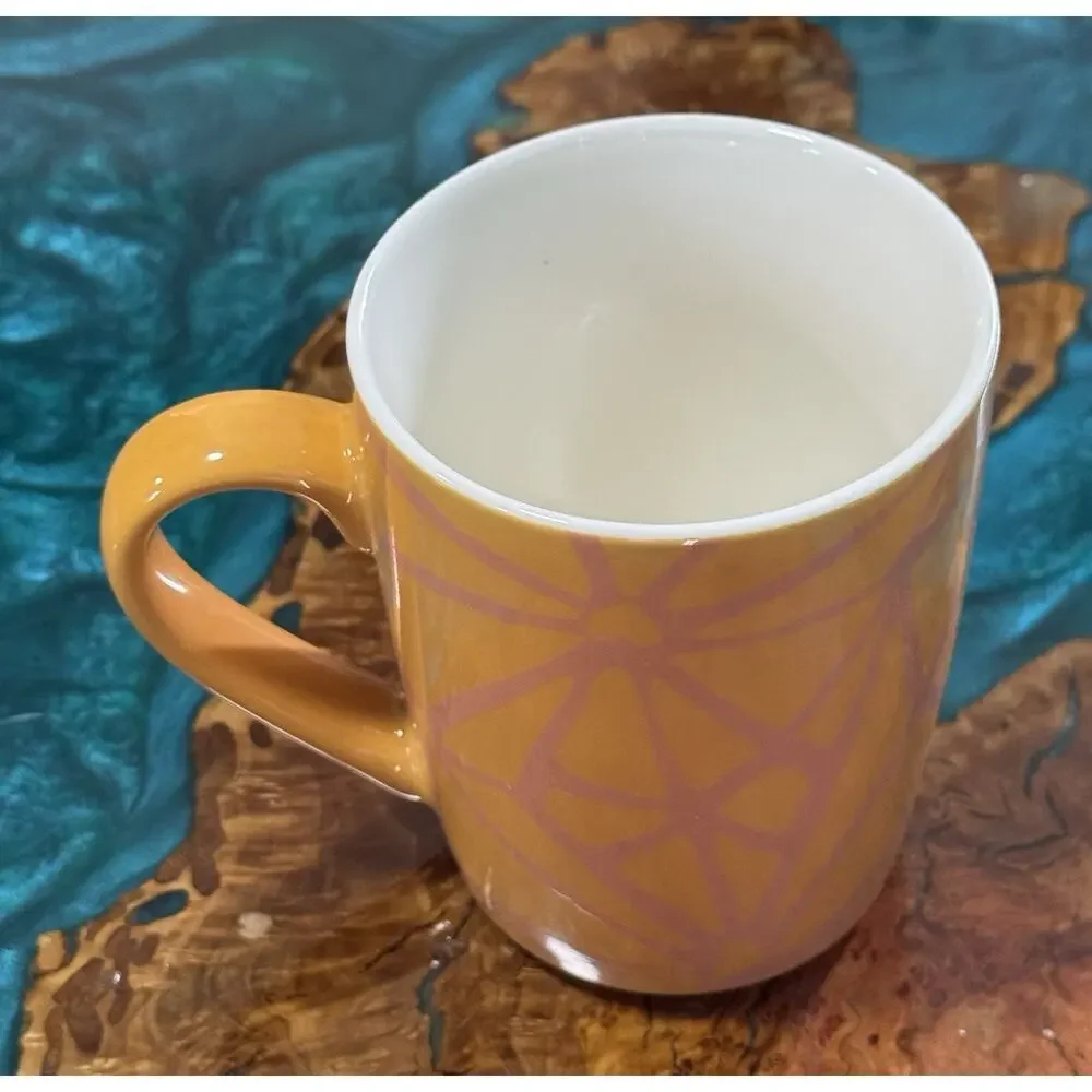 STARBUCKS Genuine Coffee Cup Mug 2021 Retro Geometric Design Orange & Pink 15 oz